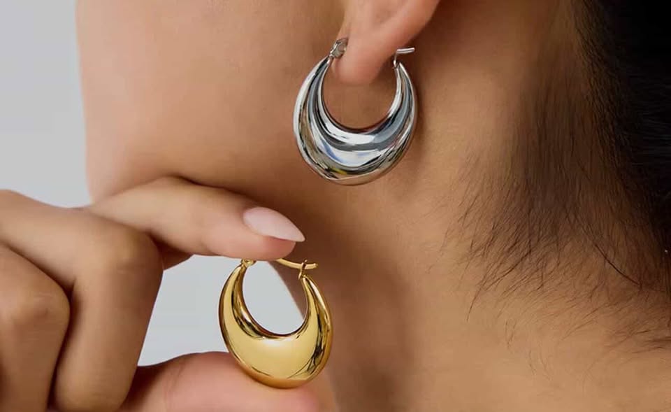 PENDIENTE CLASICO DE ACERO 18K