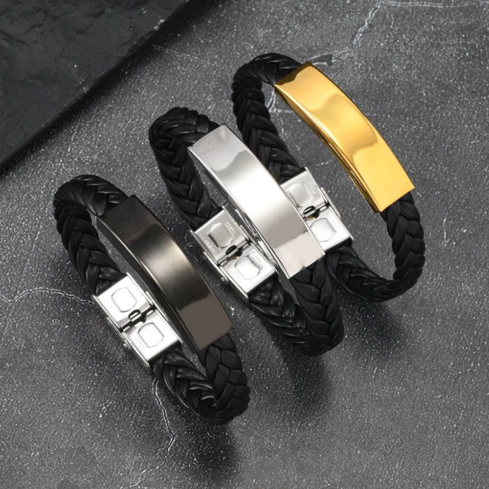 Brazalete y pulsera de cuero para hombres ND Luxury Jewelry